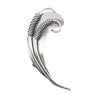 C Brumberg Hansen 925 Sterling Silver Danish Leaf Pin Brooch Modernist 5.52g